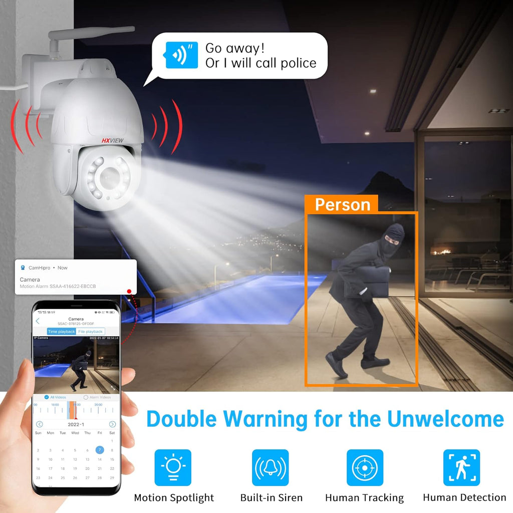 5MP WiFi Wireless Spotlight Camera with 5X Optical Zoom O63979