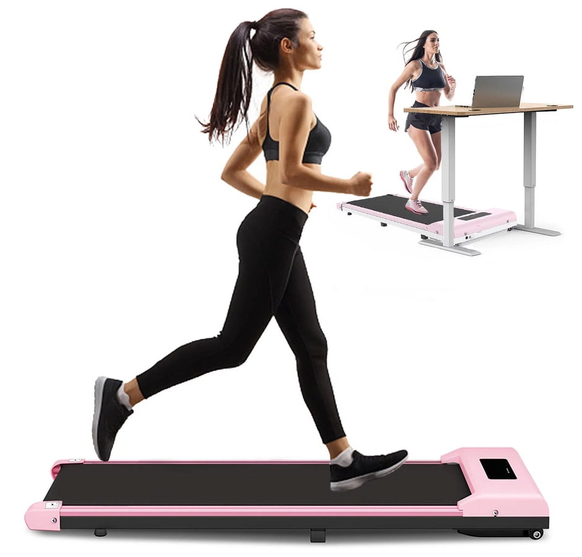 Portable Motorized Treadmill 6.25MPH 265 Lb Capacity Pink H25564