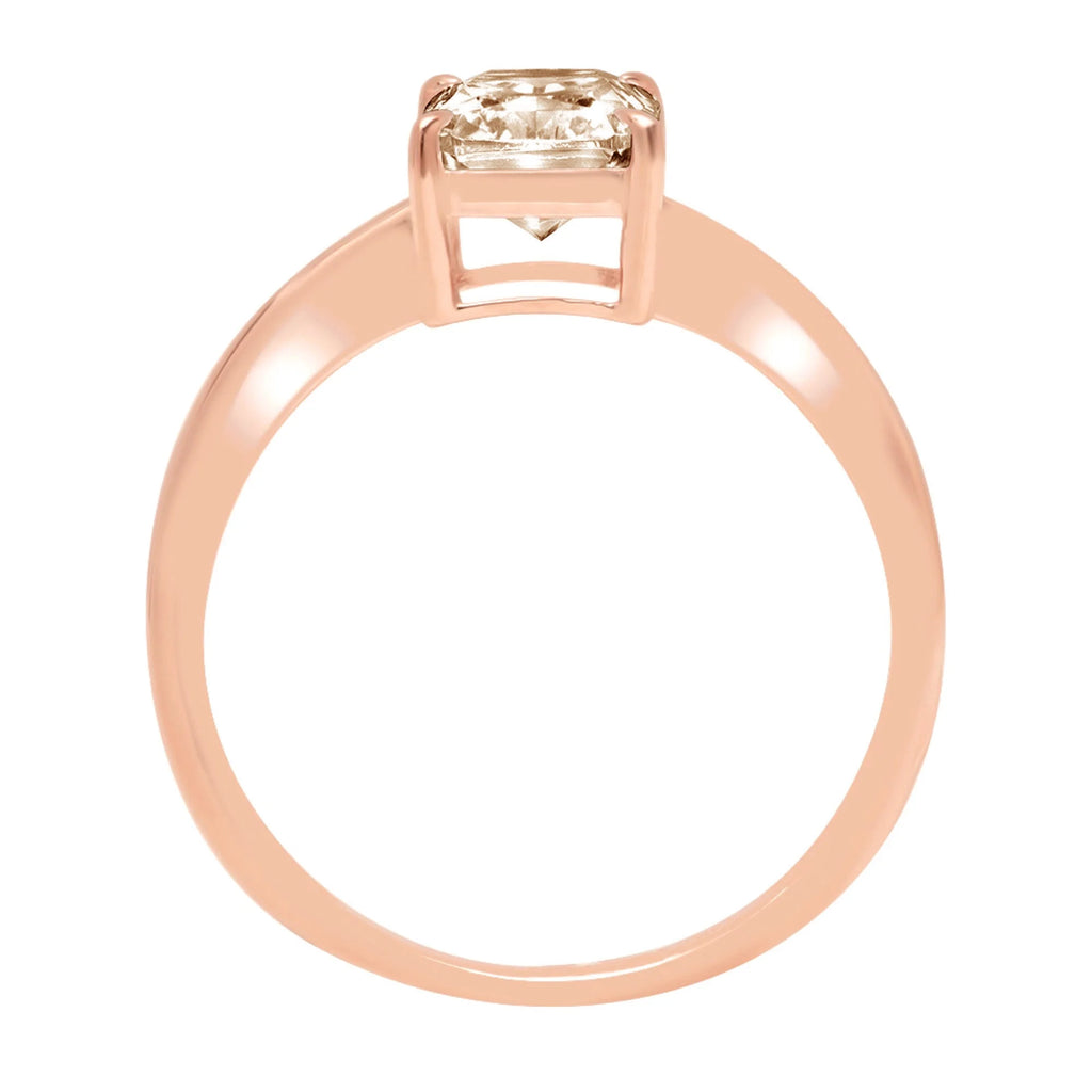 2.5ct Radiant Cut Champagne Simulated Diamond 18k Rose Gold Ring C40891