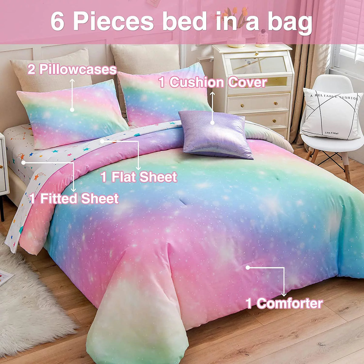 Twin Size 6Pcs Bed in a Bag G817855