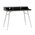 Wide Modern Writing Desk with Storage Hutch and Metal Tapered Legs J744
