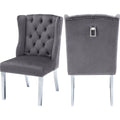 Grey Velvet Chrome Dining Chair (Set of 2) U42026