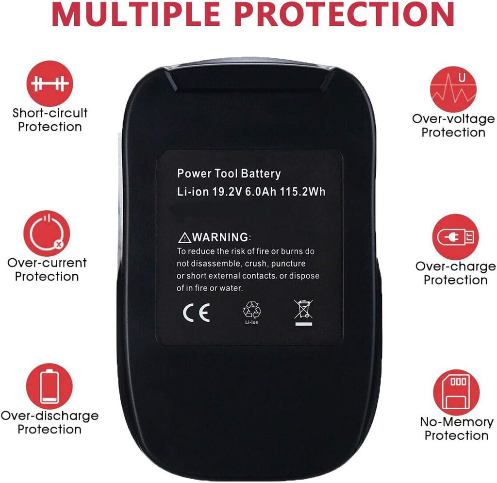 2Pack 6.0Ah Lithium-ion Replacement Battery for Craftsman 19.2 Volt Cordless Power Tool Batteries W25744