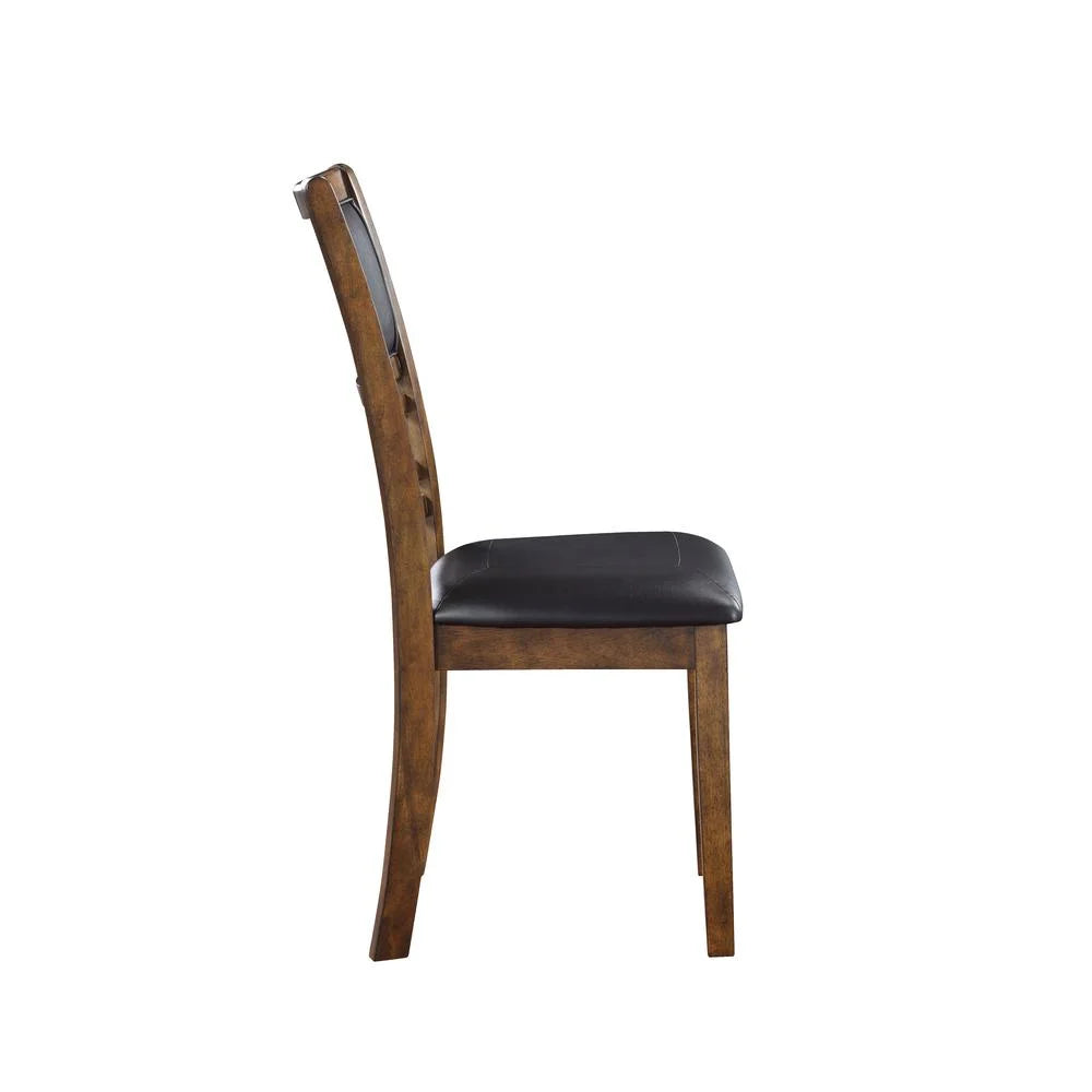 Solid Wood Drop Leaf Dining Table with 2 Chairs in Brown R28132