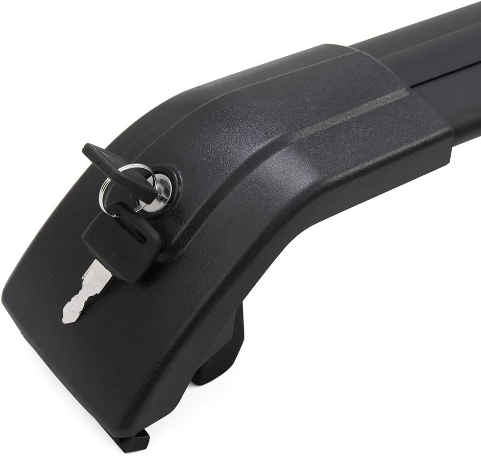 Black Adjustable Lockable Roof Rack Side Rails Cross Bars P8232