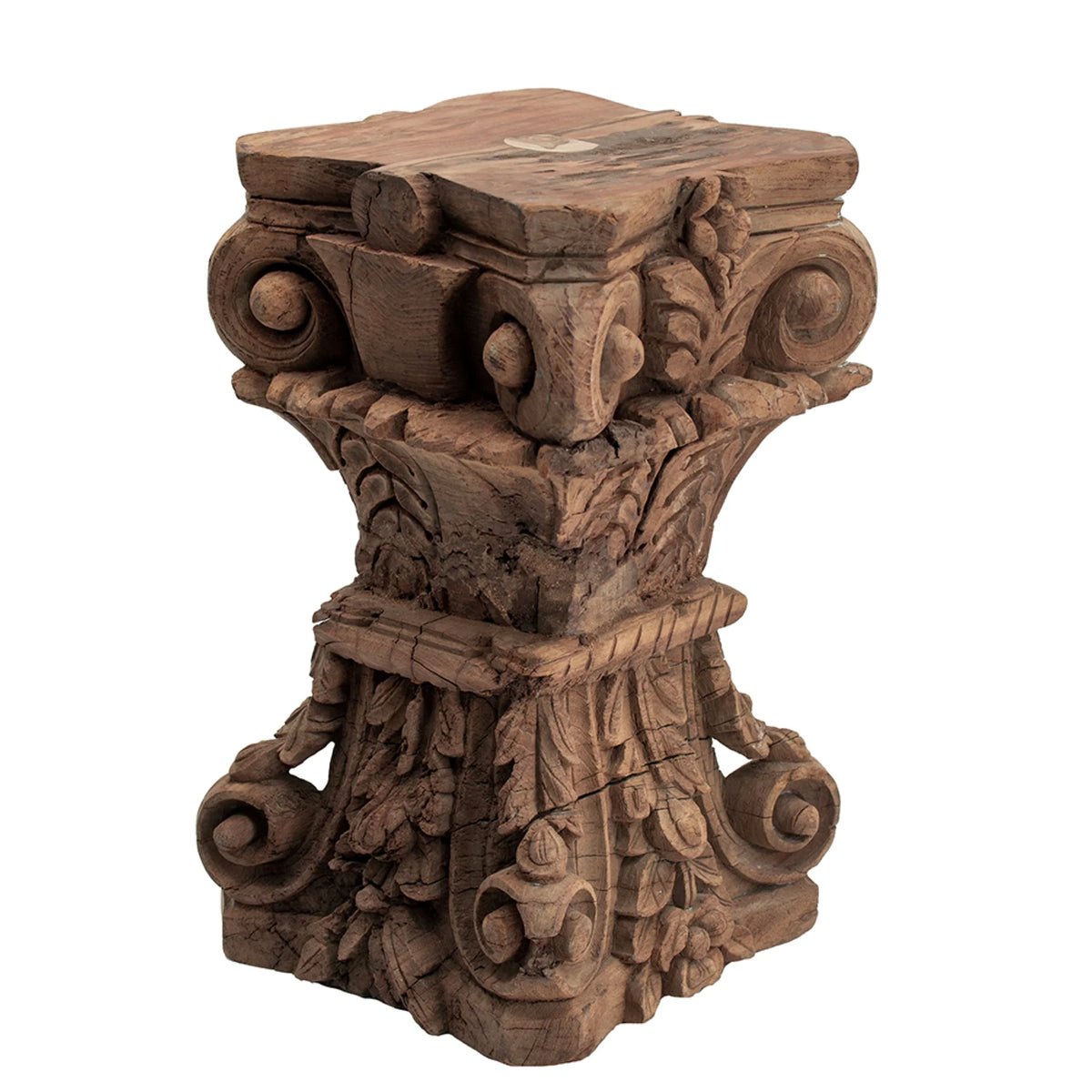 Carved Wooden Pillar Base Stool T221807