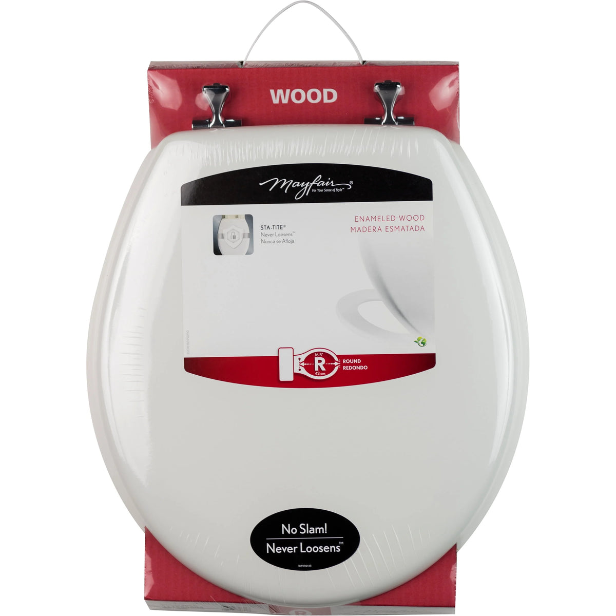 Round Enameled Wood Toilet Seat in White R980792