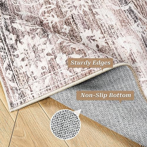 8x10 Floral Vintage Non-Slip Washable Area Rug W3670