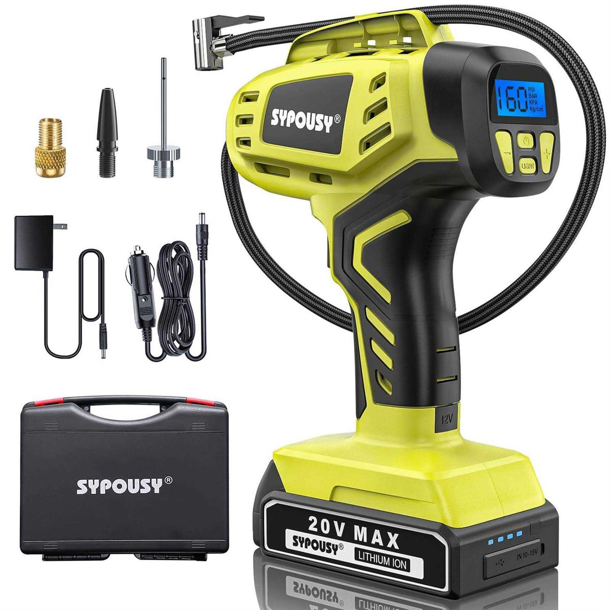 Tire Inflator Portable Air Compressor Cordless Tire Pump with 20V Rechargeable Battery Q5304