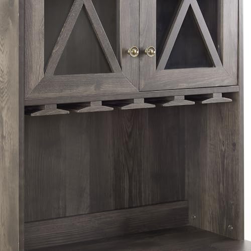 Grey Wood Storage Cabinet with Microwave Stand M6127