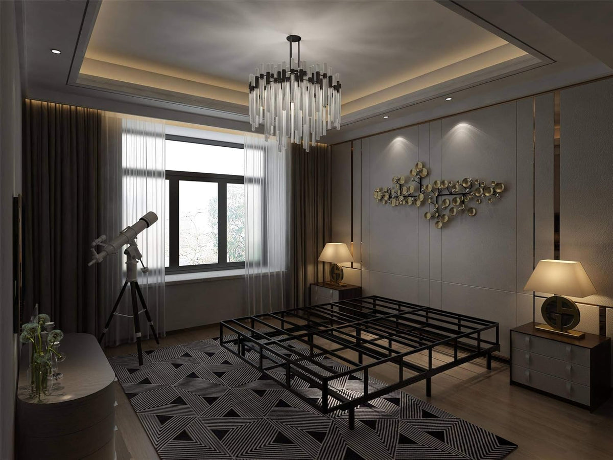 Adjustable Metal Bed Frame with 9-Leg Support E403