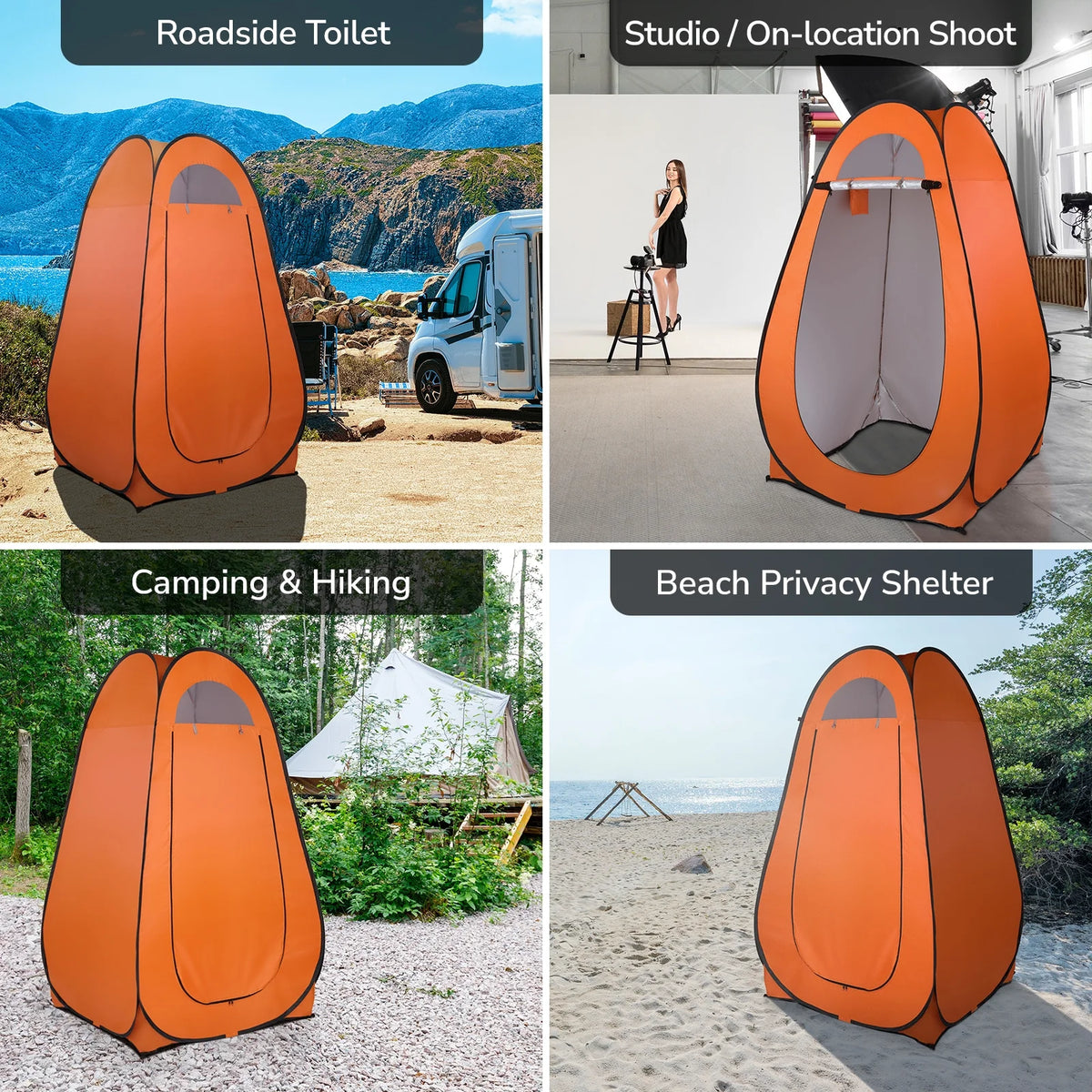 Orange Pop Up Camping Shower Tent G107