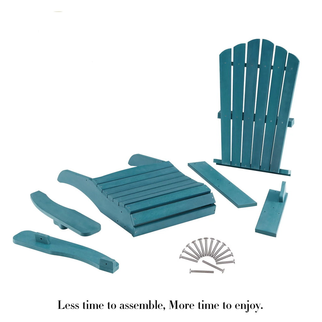 Oversized Blue Poly Lumber Adirondack Chair with Cup Holder P9172