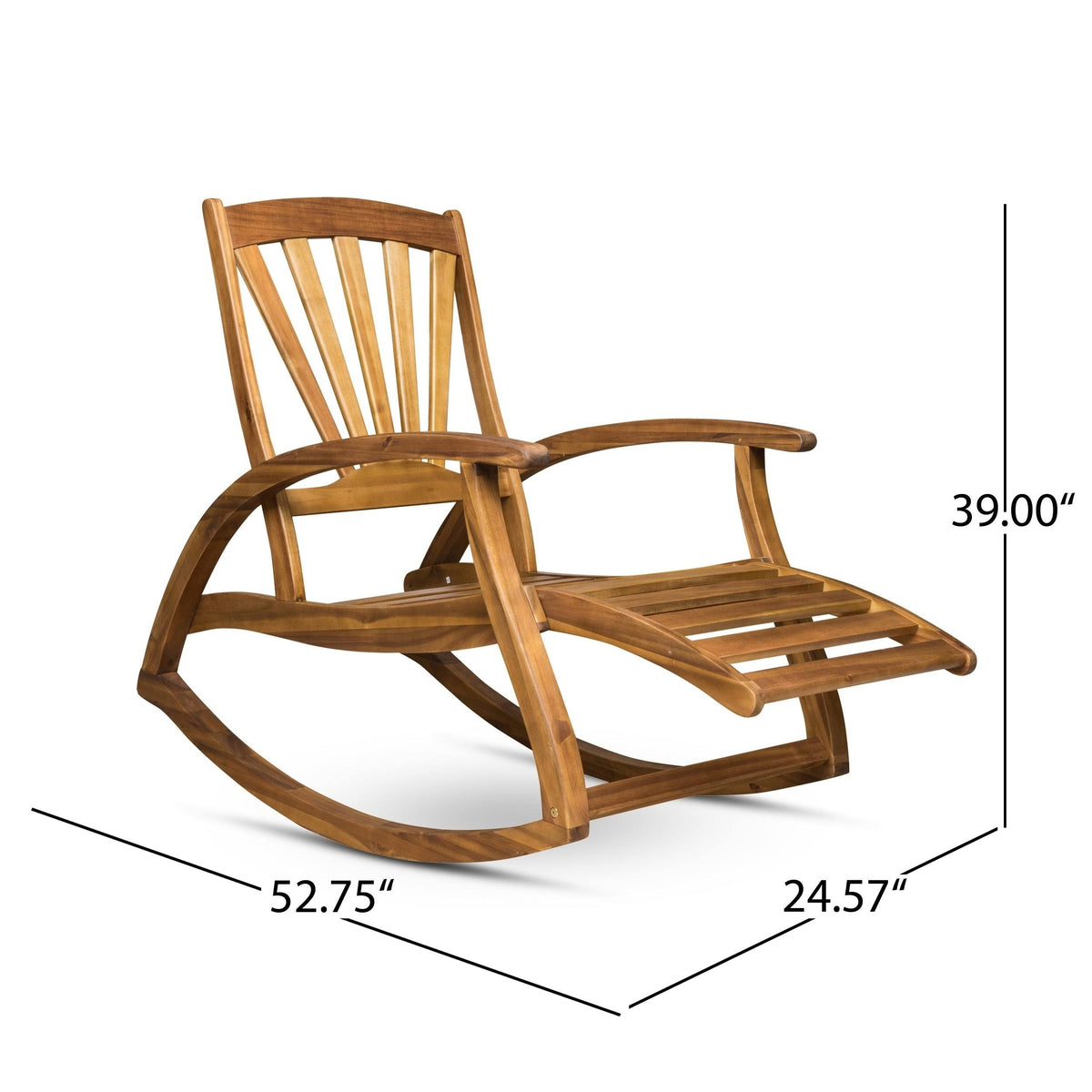 Teak Finish Acacia Rocking Chair with Footrest X258341