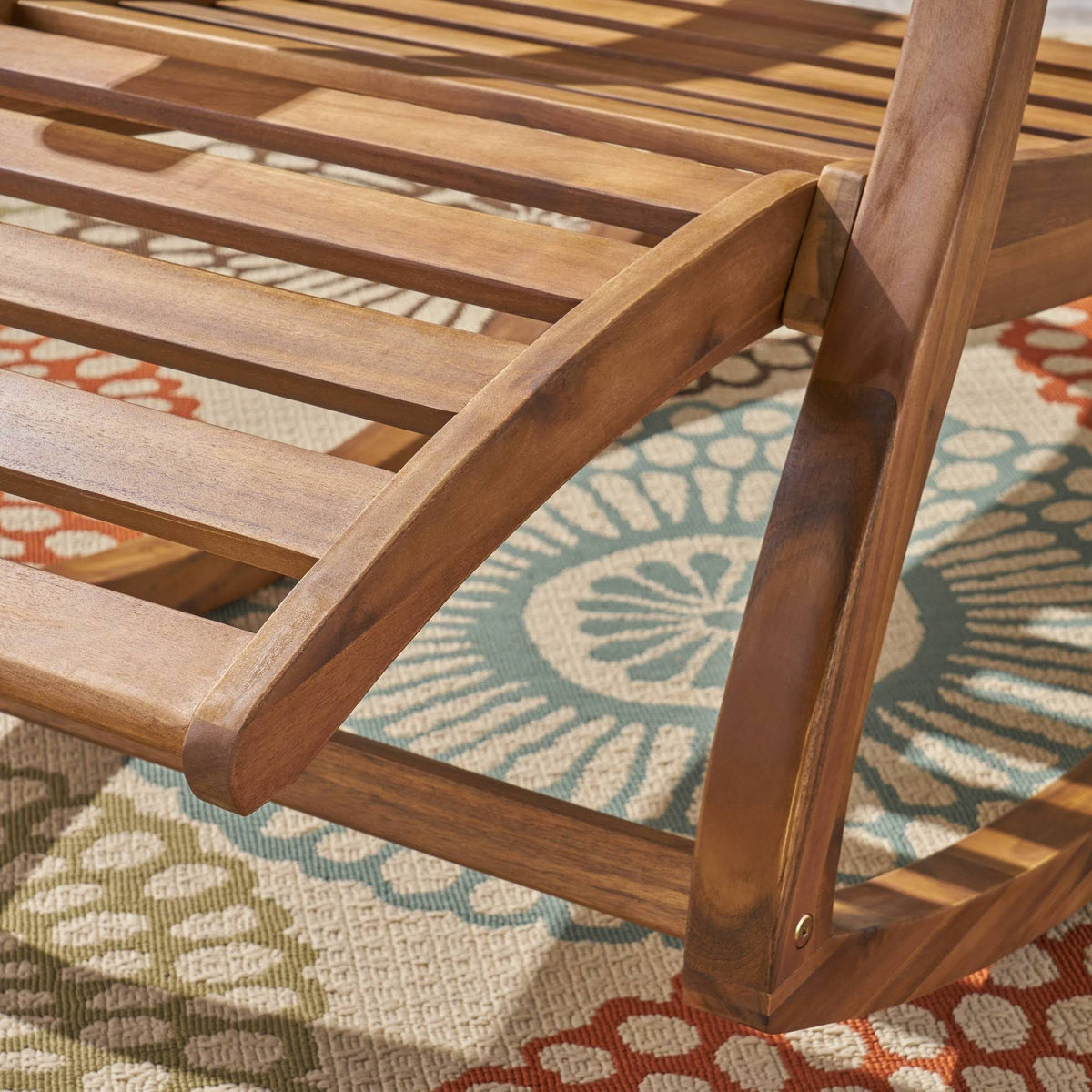 Teak Finish Acacia Rocking Chair with Footrest X258341