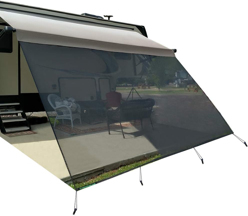 Navy Blue Mesh RV Awning Sunshade Screen 7' X 12' 3'' H34273
