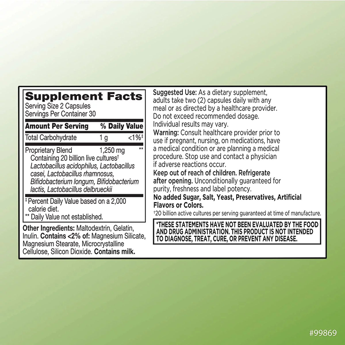 Probiotic Digestive & Immune Support Capsules, 60 Count G878187