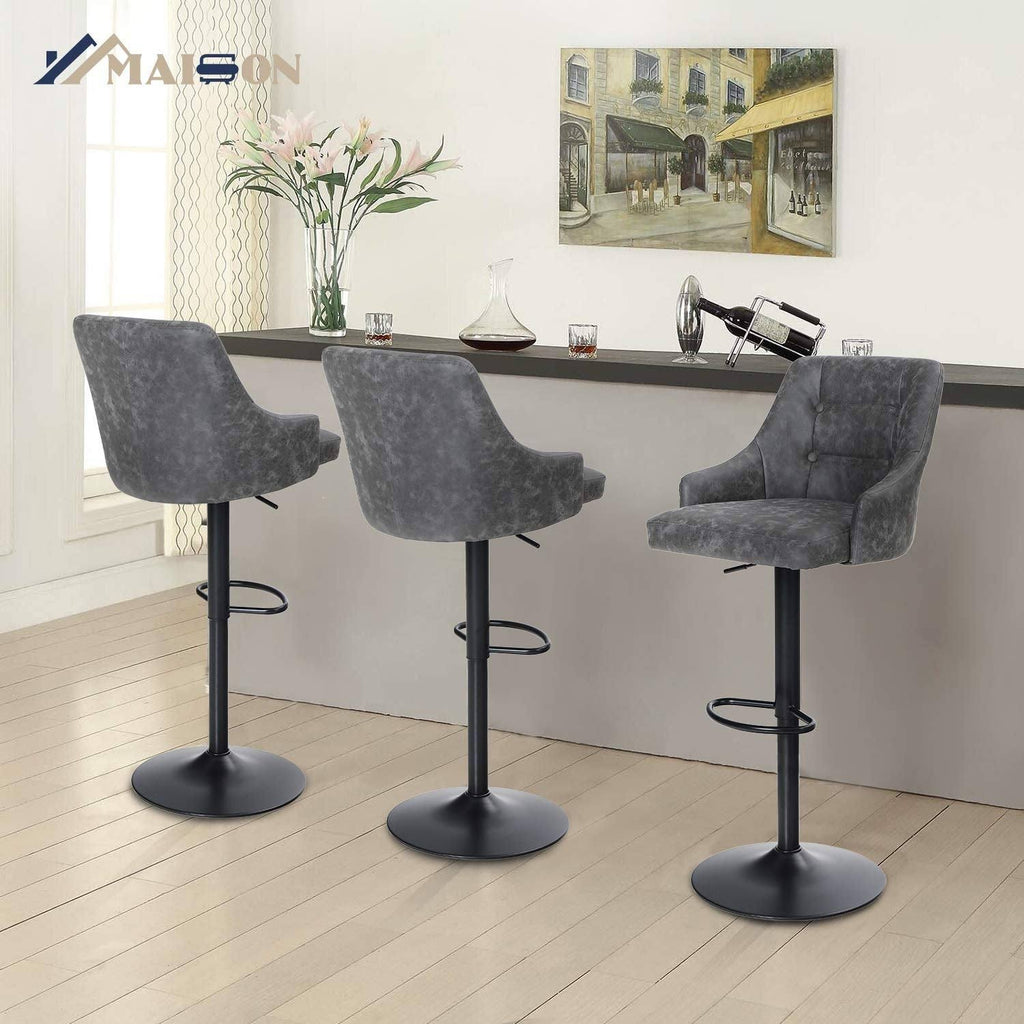 Brown Faux Leather Swivel Bar Stool H363415