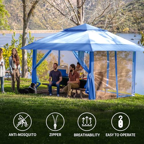 10 x 10 Pop Up Canopy Mosquito Net Sidewall with Zipper 4 Packs Blue N3945