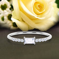 Emerald Cut Diamond Moissanite Engagement Ring in 10k Solid White Gold C13652