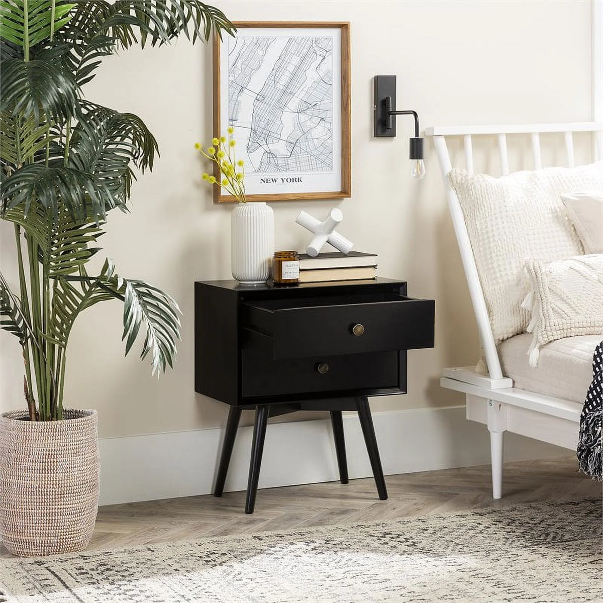 Black 2-Drawer Nightstand I90984