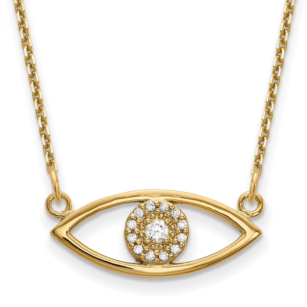 14 Karat Yellow Gold Diamond Evil Eye Necklace A655063