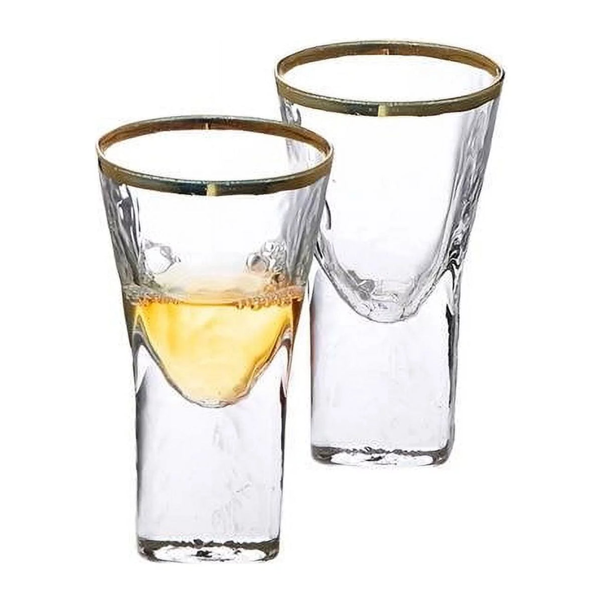 Set of 6 Glass Liquor Glasses with Gold Rim J532