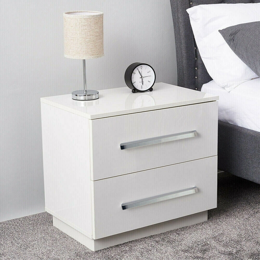 High Gloss 2 Drawer Nightstand with LED Light Z641014