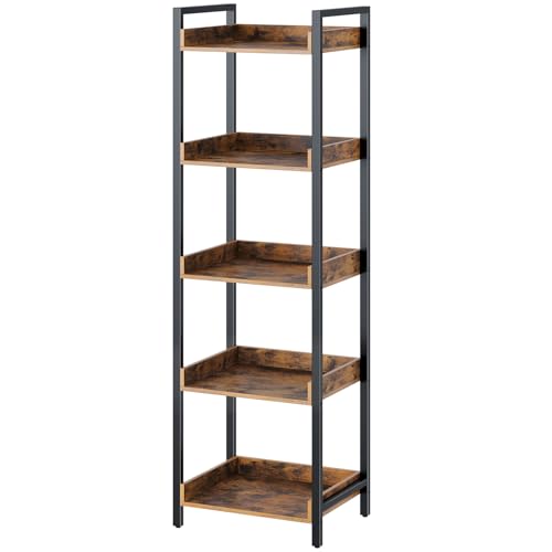 6 Tier Rustic Brown Bookshelf with 4 Hooks G261