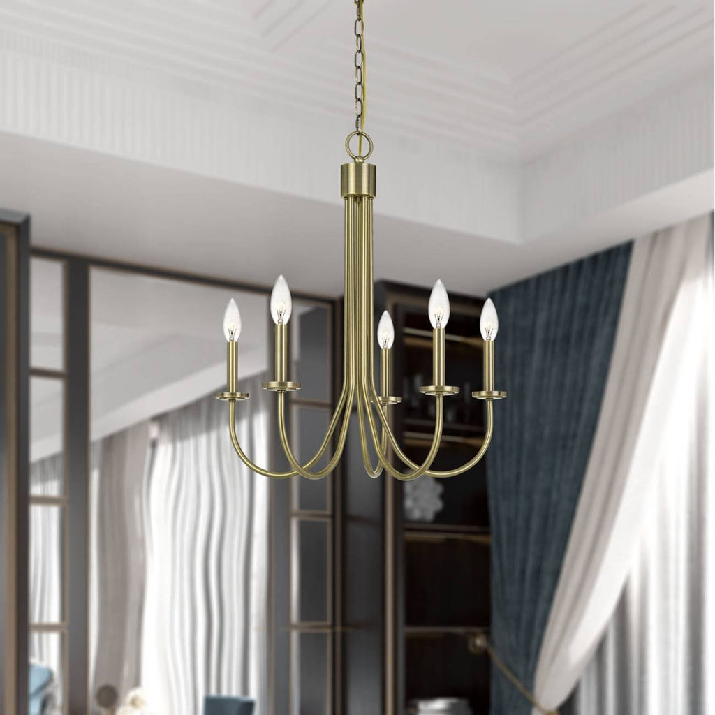 5-Light Metal Chandelier Antique Brass X83272