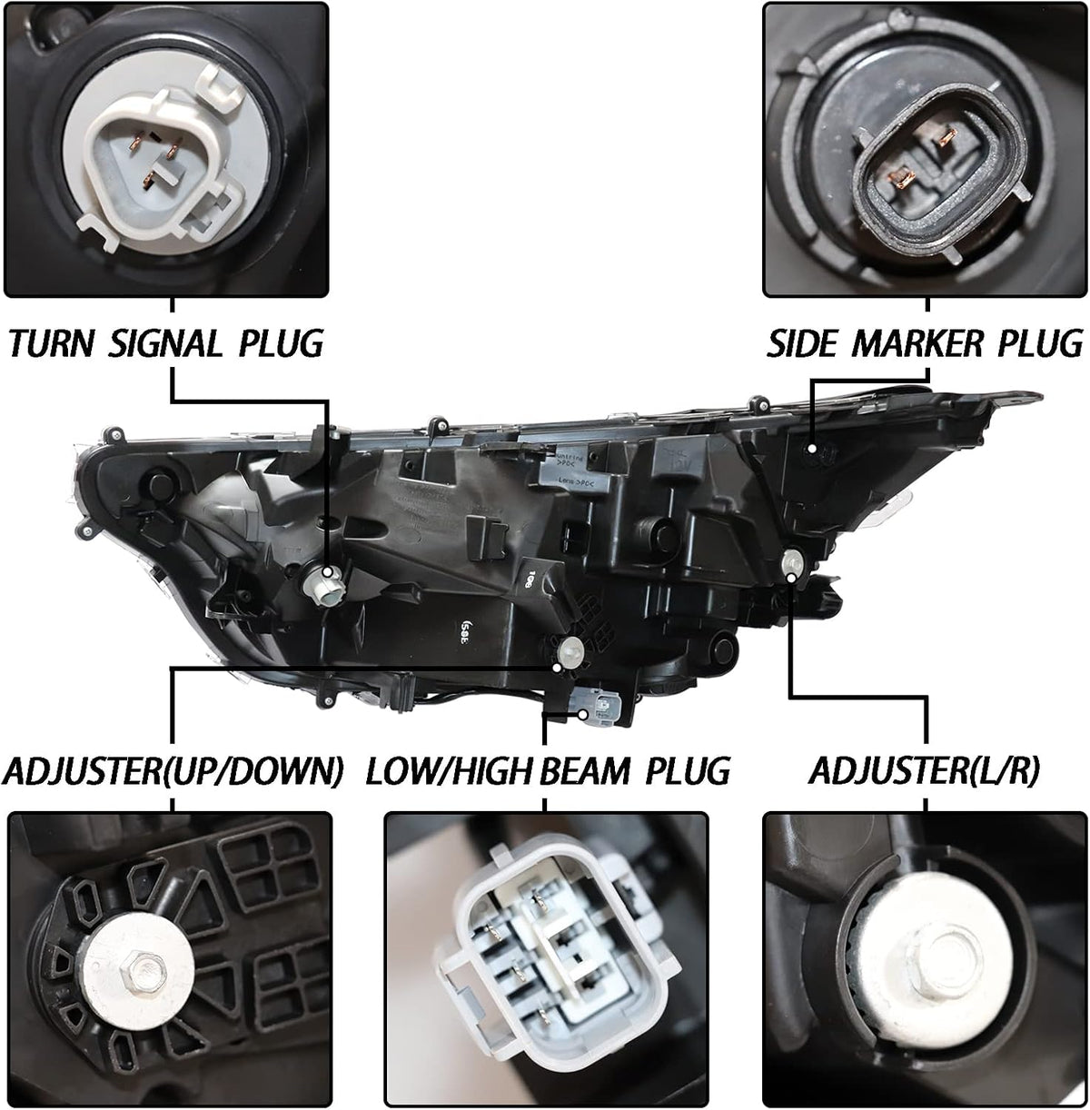 LED Headlights Assembly with Black Bezel Passenger Side W42141