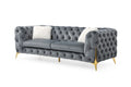 Tufted Fabric Sofa in Gray D307856