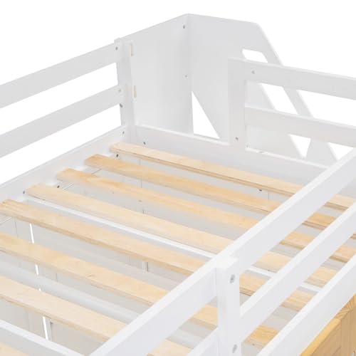 Twin Size Solid Wood Loft Bed with Storage G92576