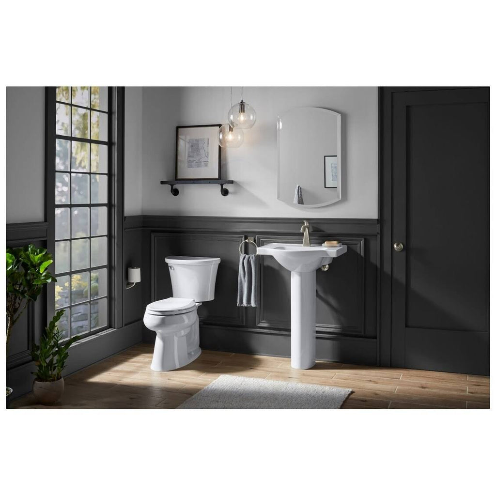 24 In. Pedestal Bathroom Sink Basin with Single Faucet Hole, Thunder Grey H432