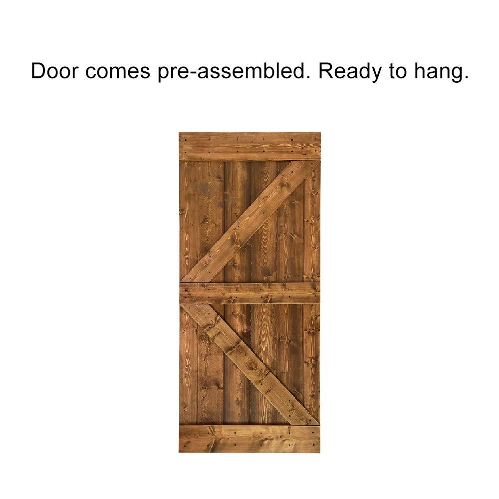 Jungle Green Stained Wood Interior Sliding Barn Door with Hardware Kit F759064