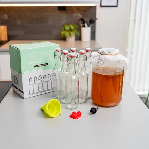 Swing Top Glass Bottles 16 oz 6 Set with Funnel X839