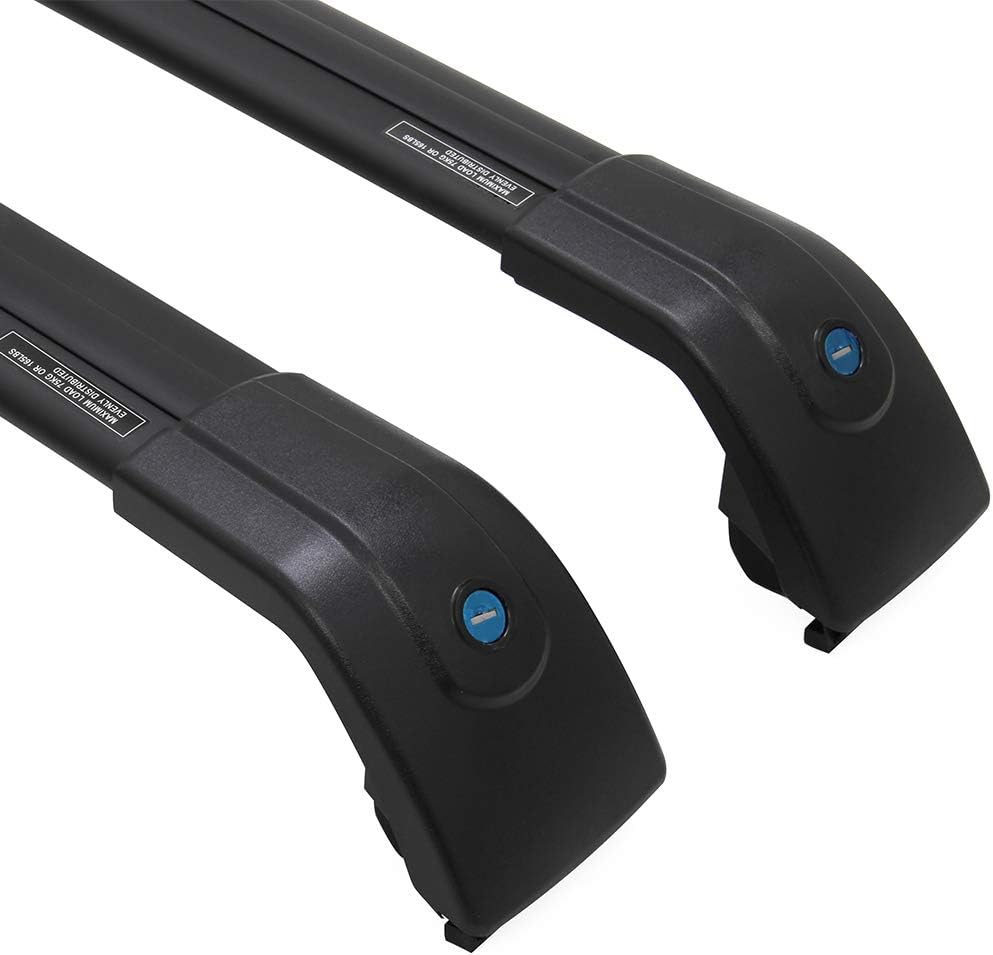 Black Adjustable Lockable Roof Rack Side Rails Cross Bars P8232
