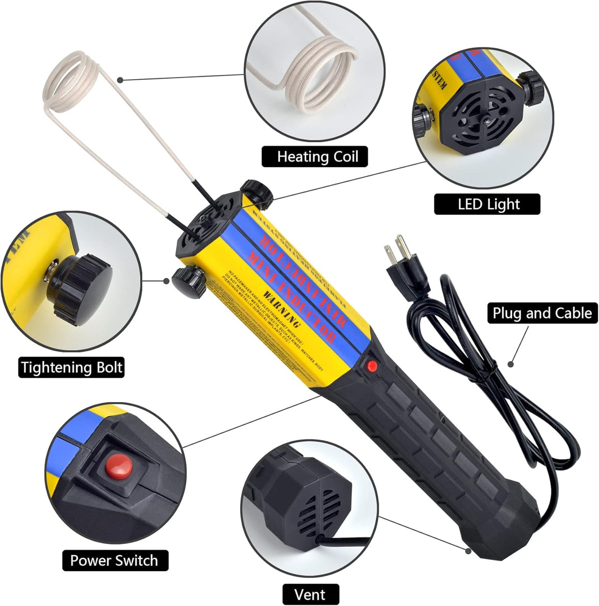Magnetic Induction Heater 10 Coils 1000W 110V Flameless Hand Held Automotive Electromagnetic Disassembly Repair Set D97728