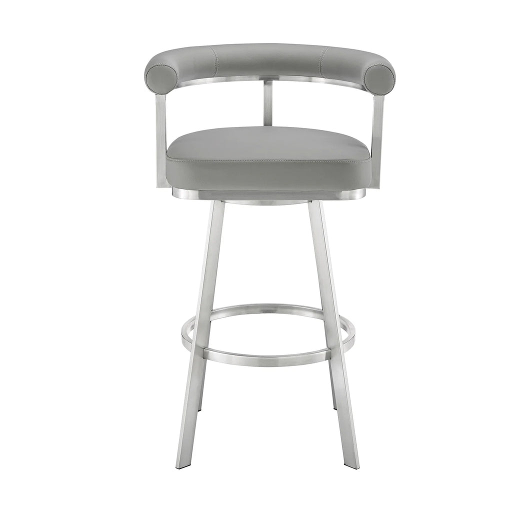 Gray/Chrome Swivel Bar Stool V9734