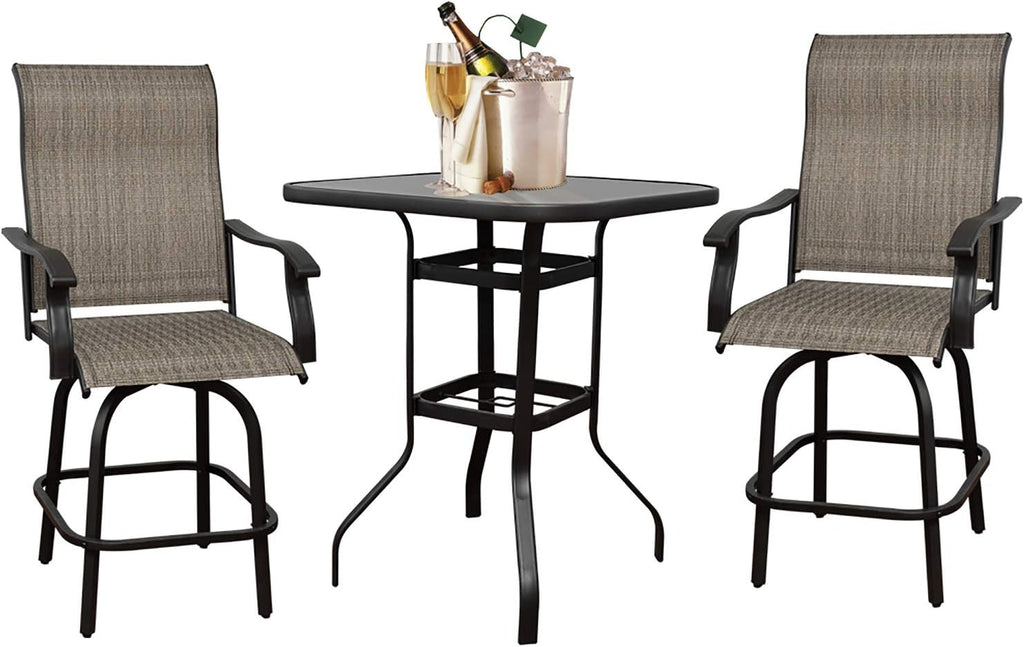 Swivel Bar Stools Set with All-Weather Metal Frame P4715