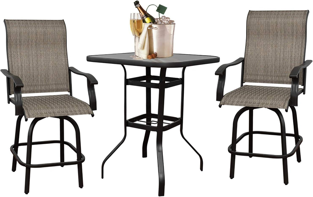 Swivel Bar Stools Set with All-Weather Metal Frame P4715
