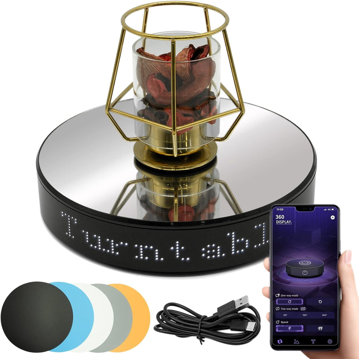 White Light Smart Rotating Turntable Display Stand V8221