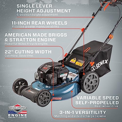 22-Inch Self Propelled Gas Lawn Mower with 163 cc 4-Cycle Engine K8509