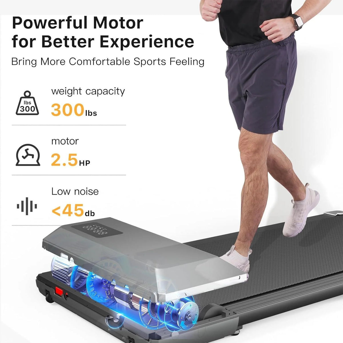 Walking Pad with Remote Control, 2 in 1 Under Desk Treadmill, 300lbs Capacity with LED Display P18044