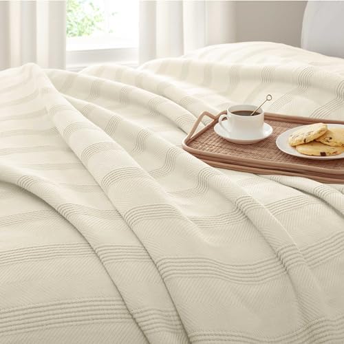 100% Cotton Twin Size Blanket (90 x 66 Inch, White) L982