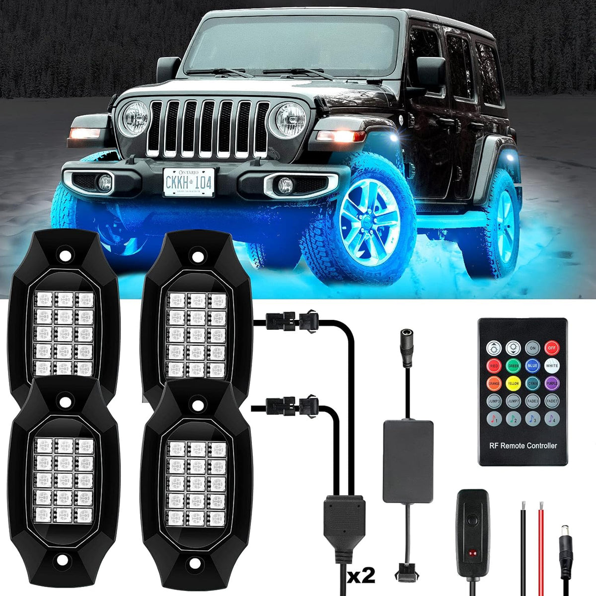 RGBW LED Rock Lights Under Car Lighting Kit 8Pods P958608