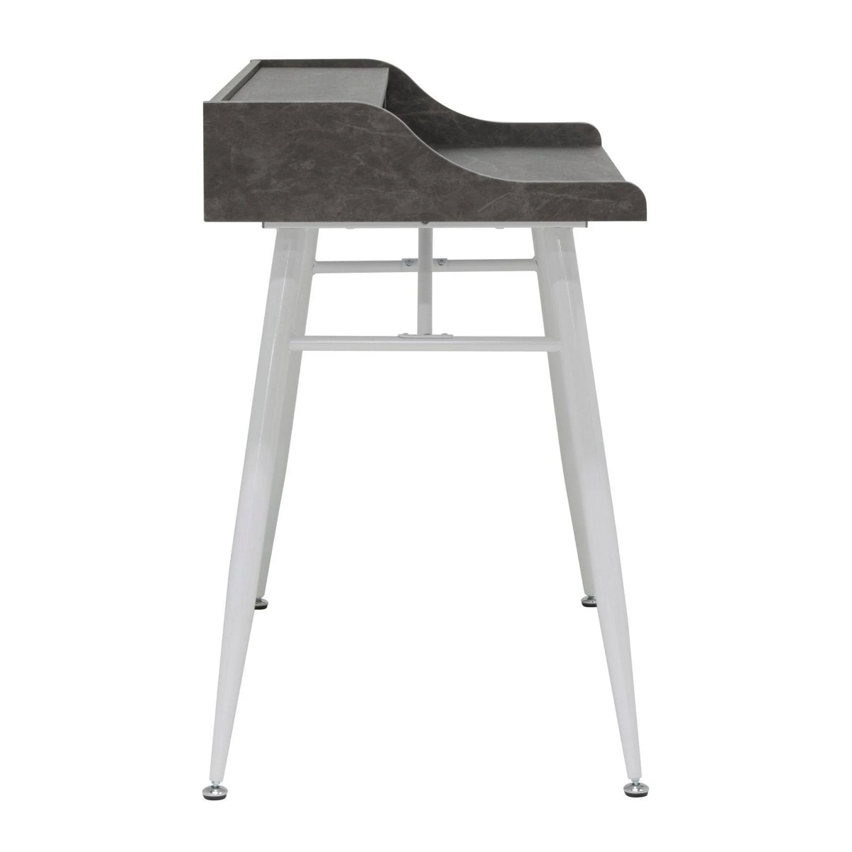 Wide Modern Writing Desk with Storage Hutch and Metal Tapered Legs J744