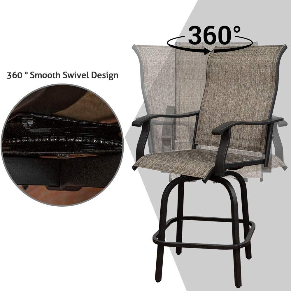 Swivel Bar Stools Set with All-Weather Metal Frame P4715