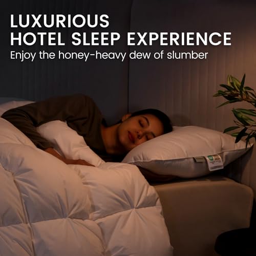Goose Feather Down Pillows Queen Size Set of 2 with 600TC 100% Cotton Cover O4686