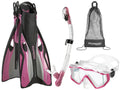 Snorkel Mask with Adjustable Flipper Fins and Dry Snorkel Set Travel Bag U638947